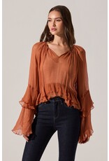 ASTR Margaery Sheer Ruffle Peplum Top