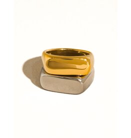 Flanerie Glayce 18K Gold Non-Tarnish Classic Signet Ring *2 colors*