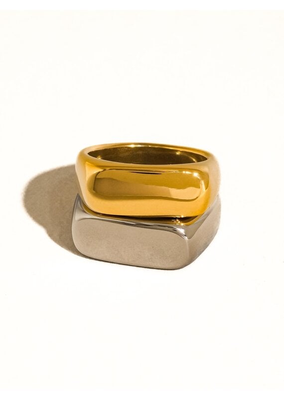 Flanerie Glayce 18K Gold Non-Tarnish Classic Signet Ring *2 colors*