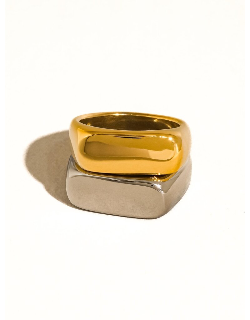 Flanerie Glayce 18K Gold Non-Tarnish Classic Signet Ring *2 colors*