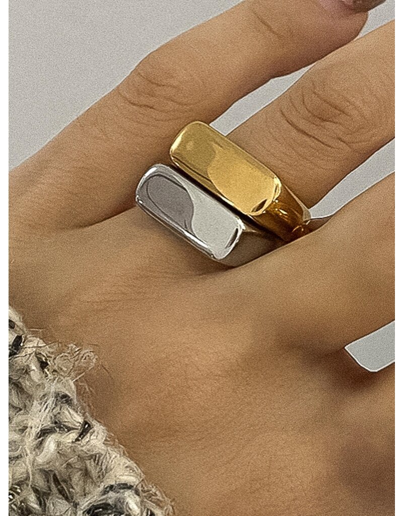 Flanerie Glayce 18K Gold Non-Tarnish Classic Signet Ring *2 colors*