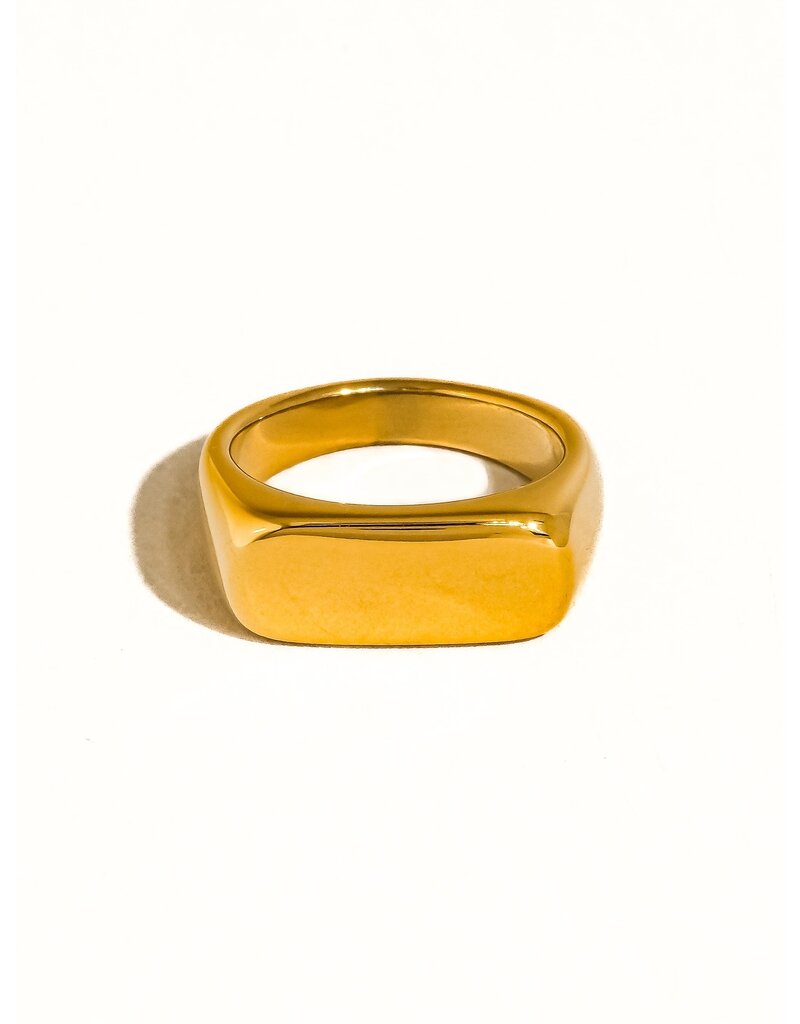 Flanerie Glayce 18K Gold Non-Tarnish Classic Signet Ring *2 colors*
