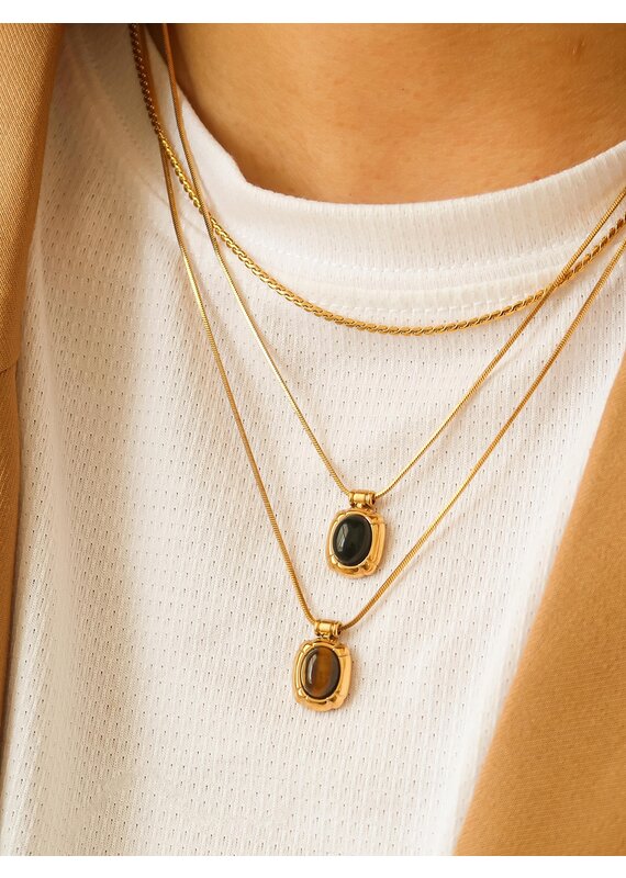 Flanerie Dax 18K Gold Non-Tarnish Natural Stone Necklace *2 colors*