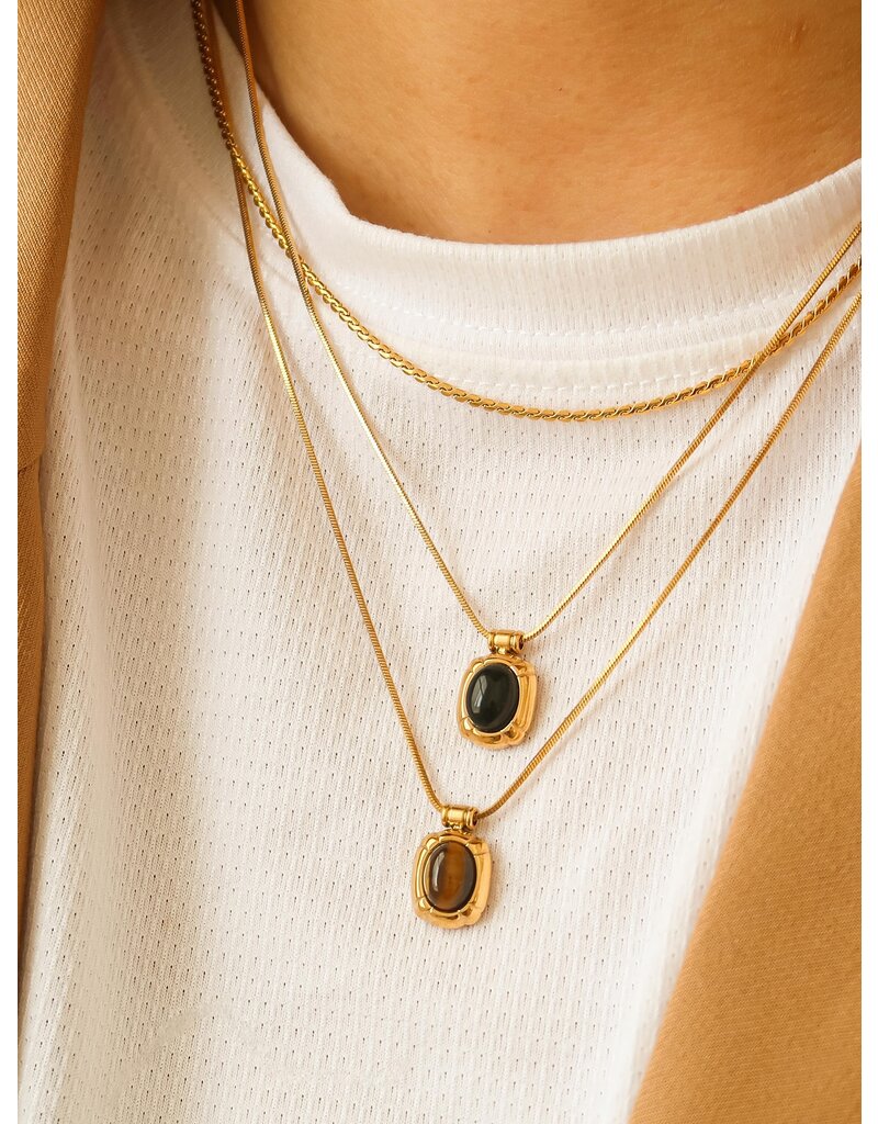 Flanerie Dax 18K Gold Non-Tarnish Natural Stone Necklace *2 colors*