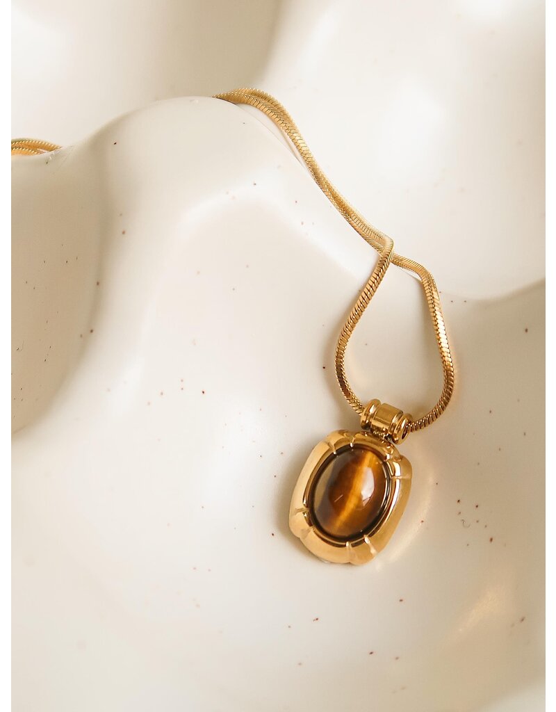 Flanerie Dax 18K Gold Non-Tarnish Natural Stone Necklace *2 colors*