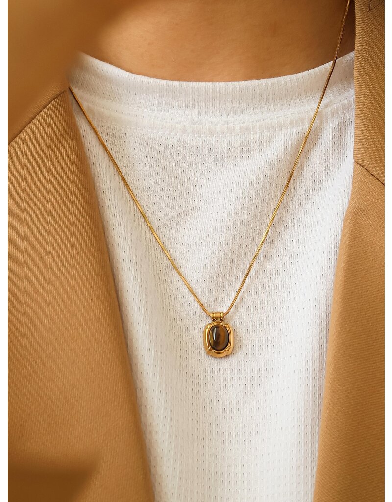 Flanerie Dax 18K Gold Non-Tarnish Natural Stone Necklace *2 colors*