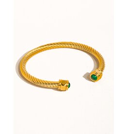 Flanerie Vail 18K Gold Non-Tarnish Stone Braided Bangle