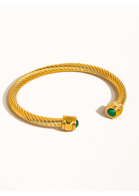 Flanerie Vail 18K Gold Non-Tarnish Stone Braided Bangle