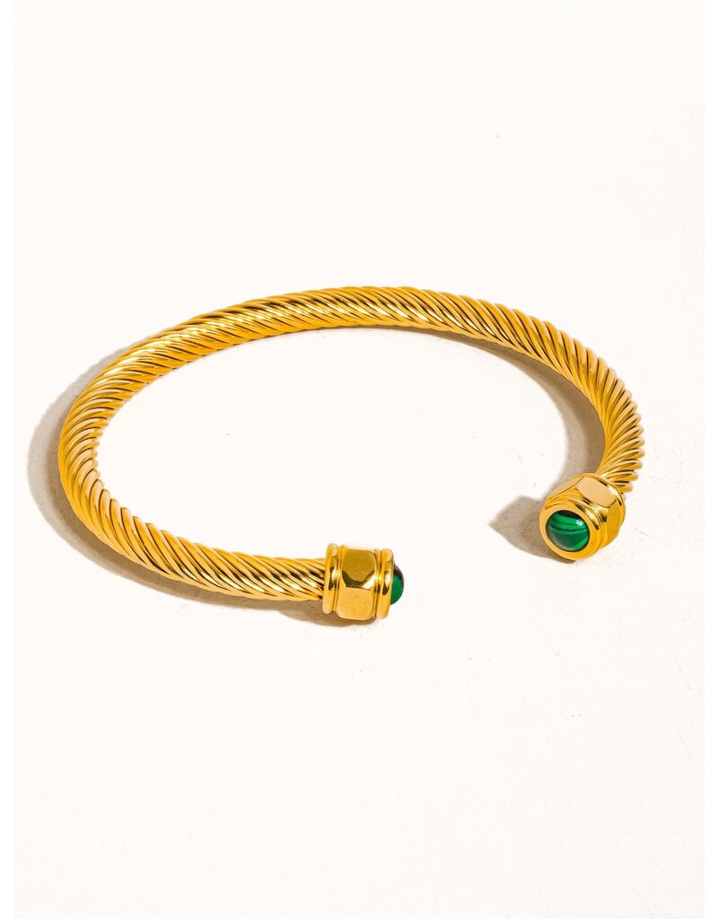 Flanerie Vail 18K Gold Non-Tarnish Stone Braided Bangle