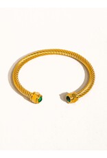 Flanerie Vail 18K Gold Non-Tarnish Stone Braided Bangle