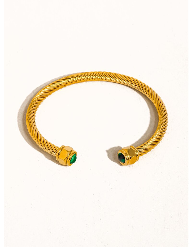 Flanerie Vail 18K Gold Non-Tarnish Stone Braided Bangle