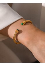 Flanerie Vail 18K Gold Non-Tarnish Stone Braided Bangle