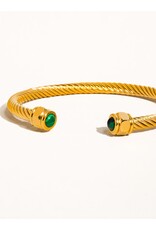 Flanerie Vail 18K Gold Non-Tarnish Stone Braided Bangle
