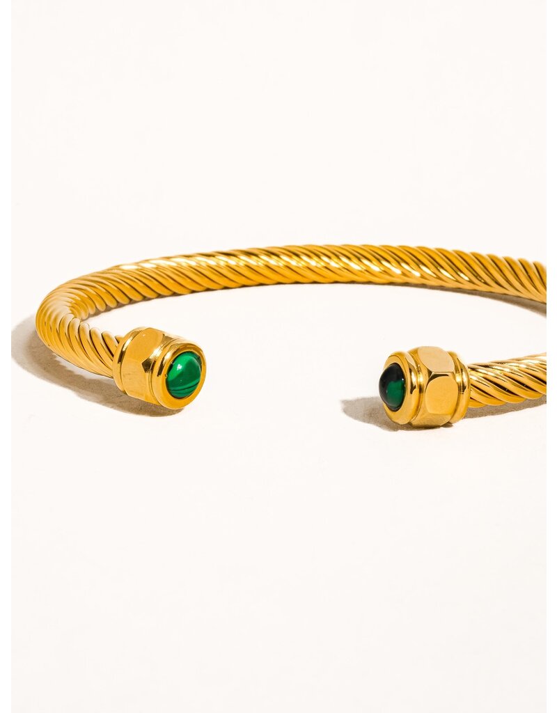 Flanerie Vail 18K Gold Non-Tarnish Stone Braided Bangle
