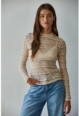 By Together Lizzie Lace See Through Mock Neck Top