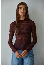 By Together Lizzie Lace See Through Mock Neck Top