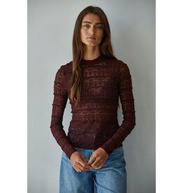 By Together Lizzie Lace See Through Mock Neck Top