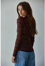 By Together Lizzie Lace See Through Mock Neck Top