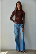 By Together Lizzie Lace See Through Mock Neck Top