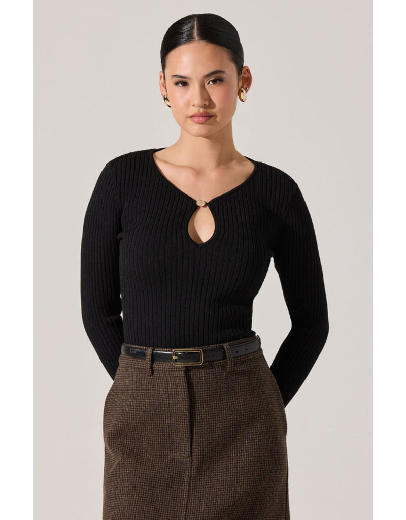 ASTR Lynly Ribbed Keyhole Sweater