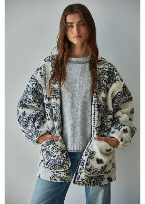 By Together Patti Paisley Fleece-Lined Sherpa Jacket