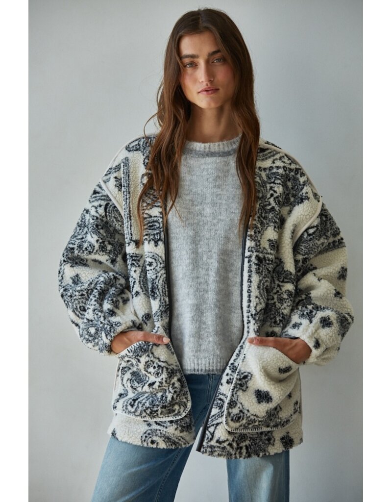 By Together Patti Paisley Fleece-Lined Sherpa Jacket