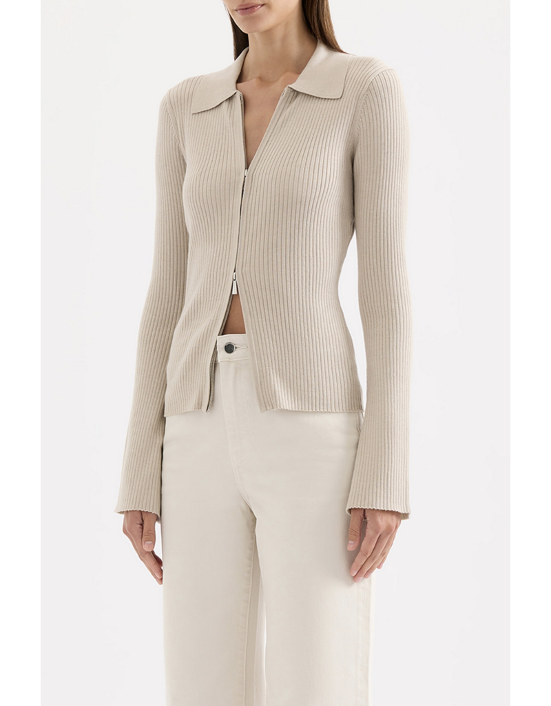 Nude Lucy Betina Zip Front Knit Cardigan Top
