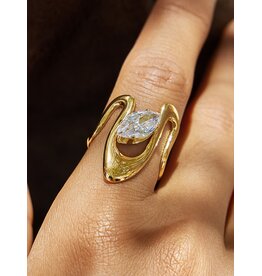 Flanerie Vana 18K Gold Non-Tarnish Marquise Ring
