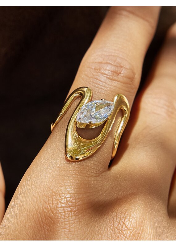 Flanerie Vana 18K Gold Non-Tarnish Marquise Ring