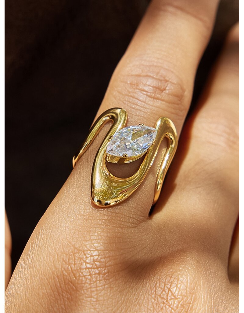Flanerie Vana 18K Gold Non-Tarnish Marquise Ring