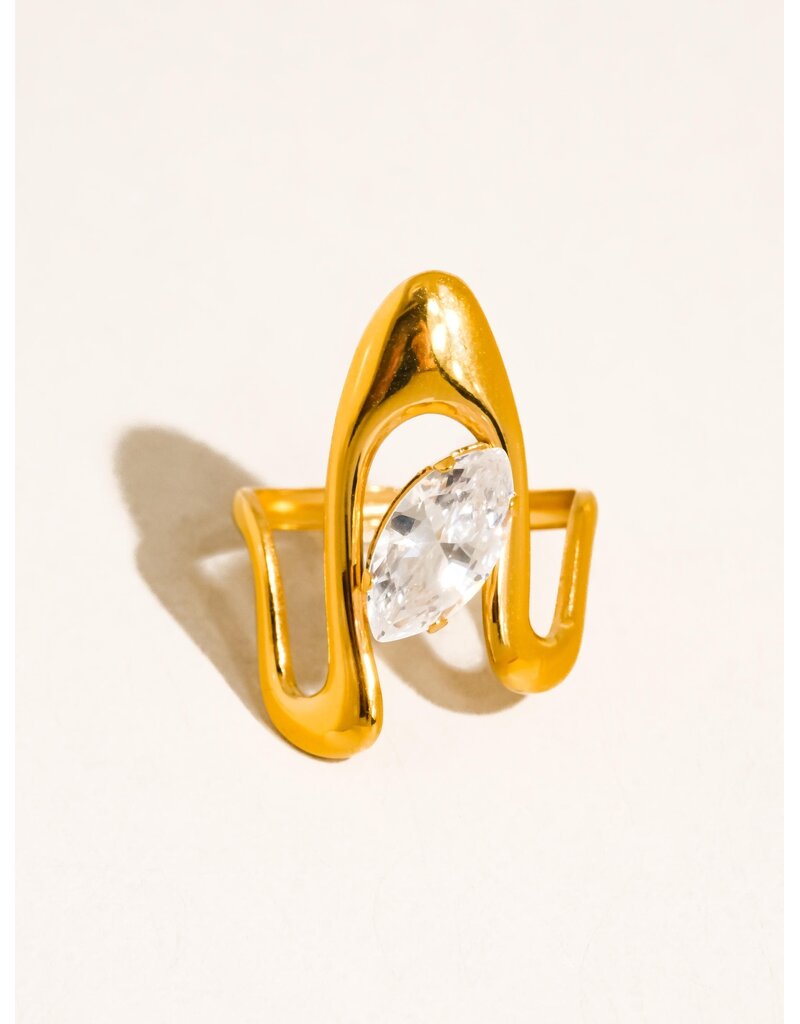 Flanerie Vana 18K Gold Non-Tarnish Marquise Ring