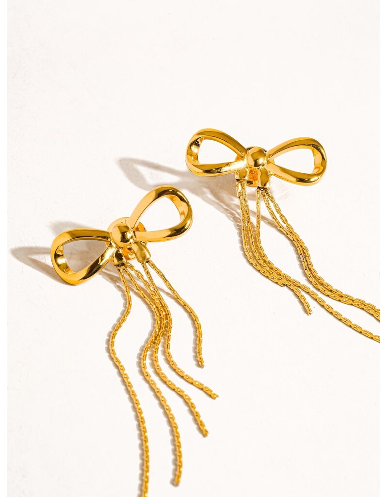 Flanerie Hani 18K Gold Non-Tarnish Heart Tassel Earring