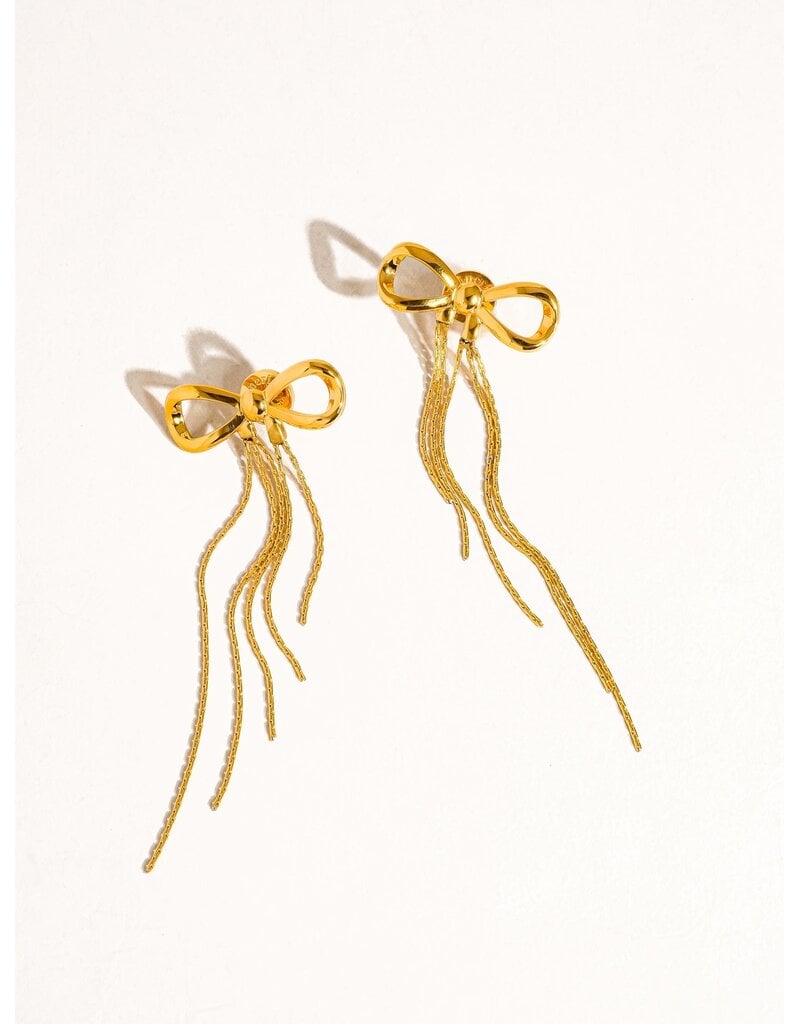 Flanerie Hani 18K Gold Non-Tarnish Heart Tassel Earring