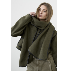 Moon River Daniella Button Down Jacket with Scarf