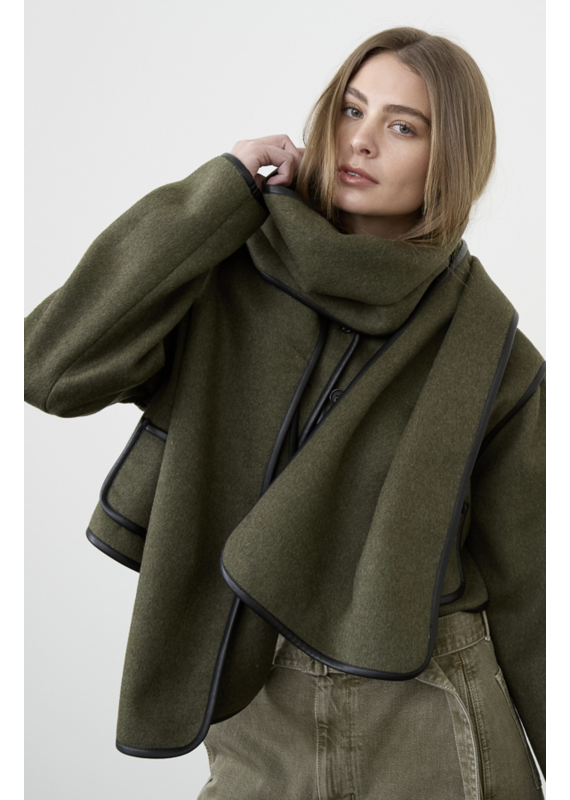 Moon River Daniella Button Down Jacket with Scarf