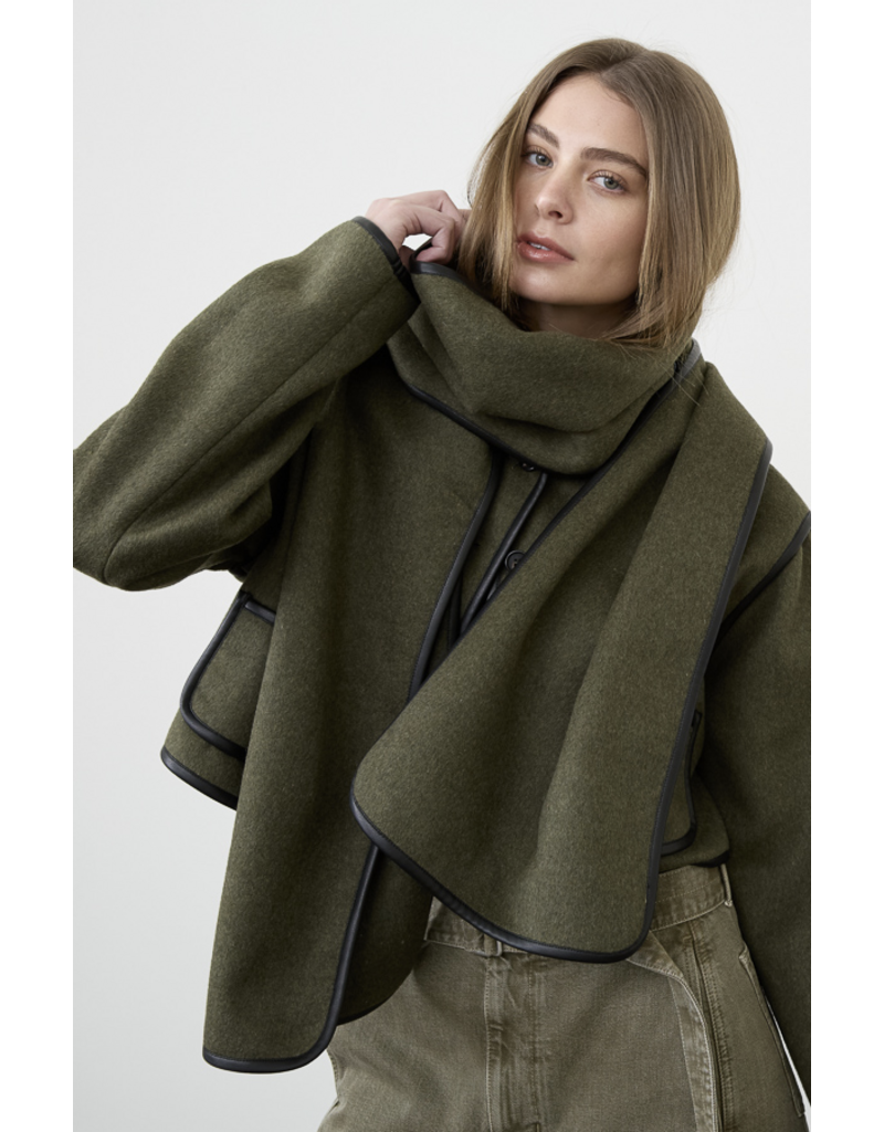 Moon River Daniella Button Down Jacket with Scarf