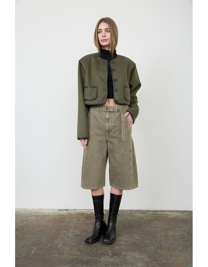 Moon River Daniella Button Down Jacket with Scarf