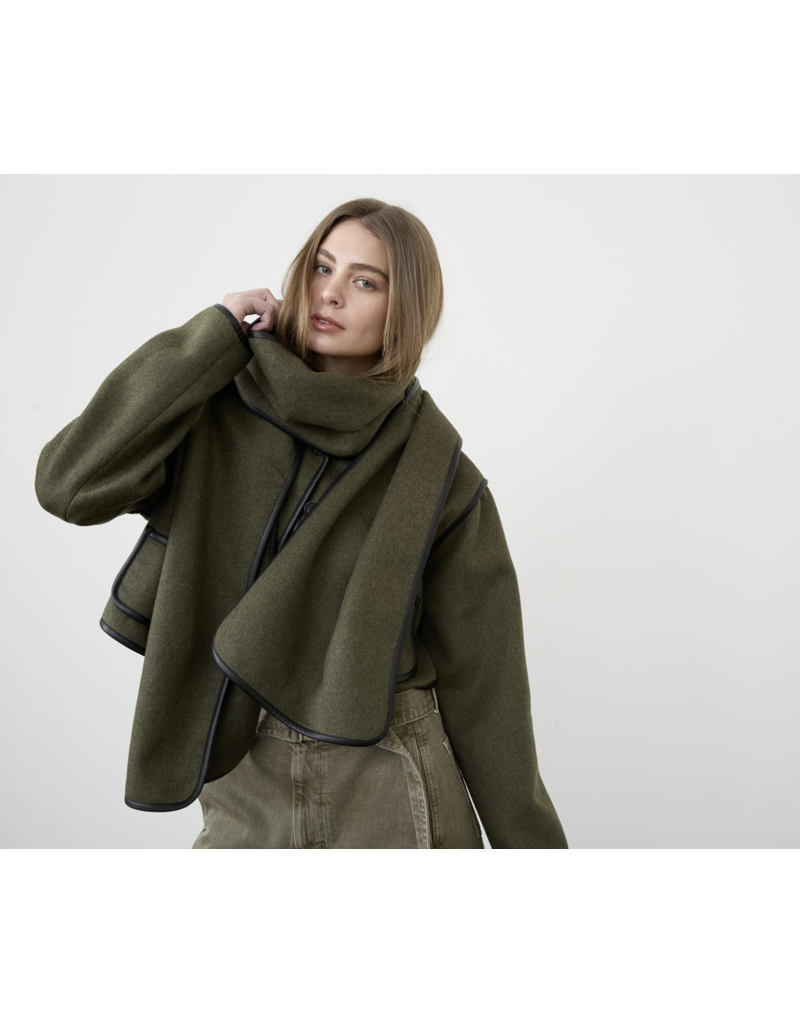 Moon River Daniella Button Down Jacket with Scarf