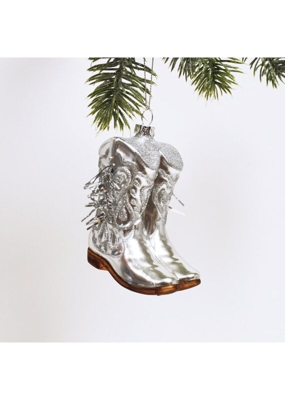 8 Oak Lane Cowboy Boot Boxed Glass Ornament