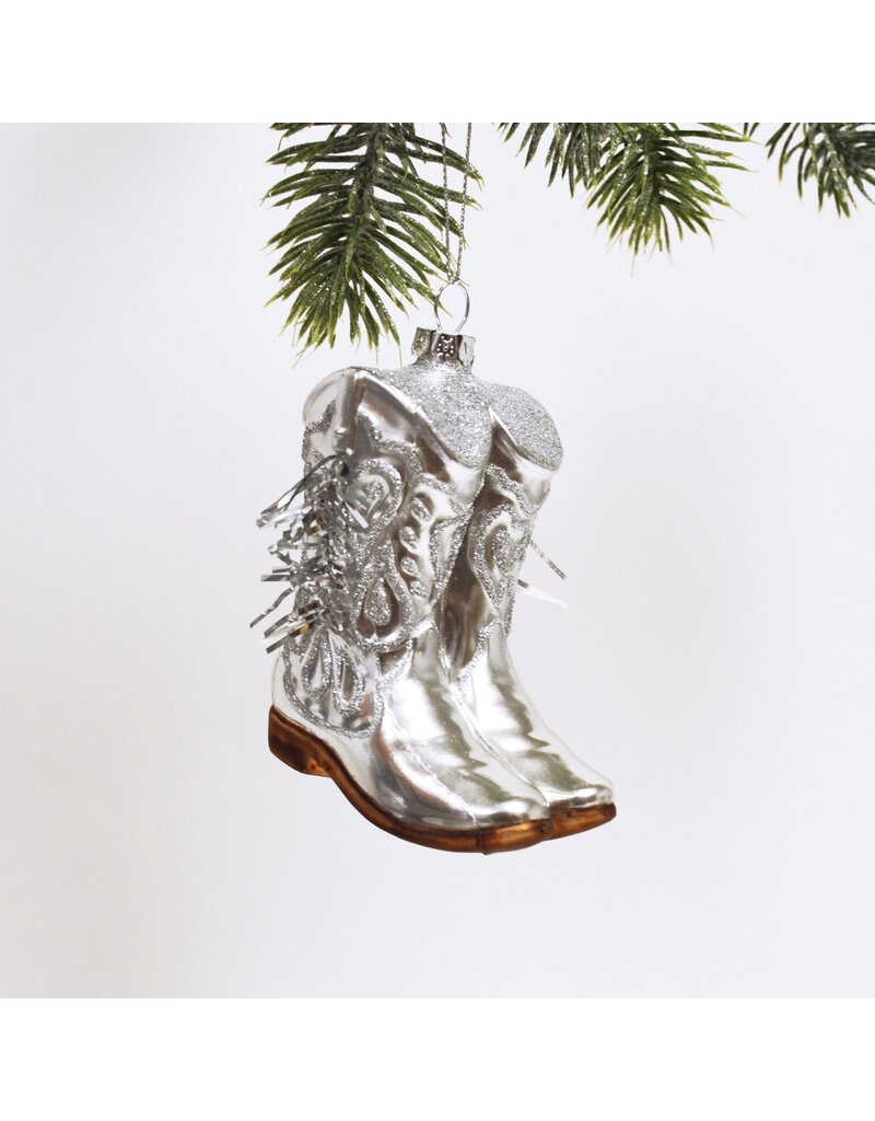 8 Oak Lane Cowboy Boot Boxed Glass Ornament