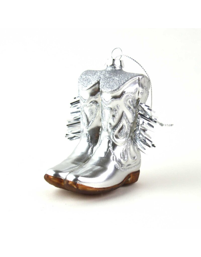 8 Oak Lane Cowboy Boot Boxed Glass Ornament