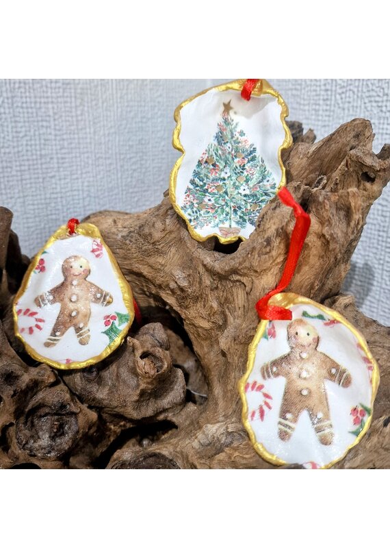 Gingerbread Oyster Shell Ornament