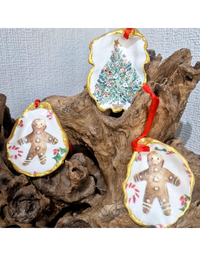 Gingerbread Oyster Shell Ornament
