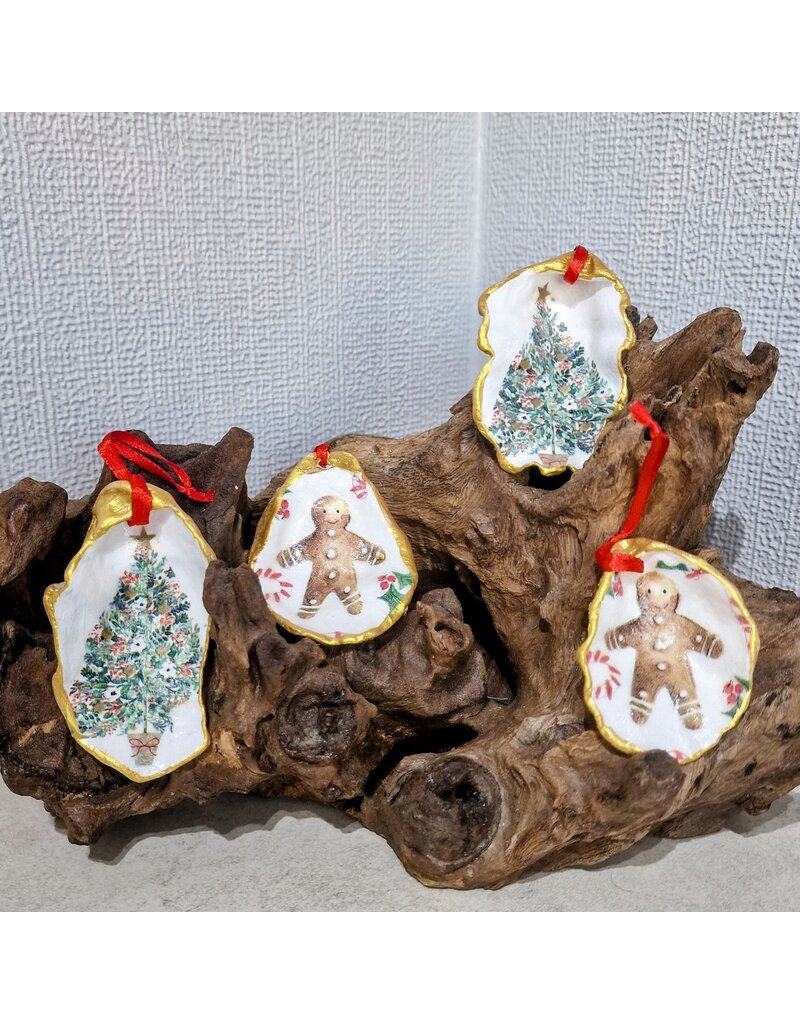 Gingerbread Oyster Shell Ornament