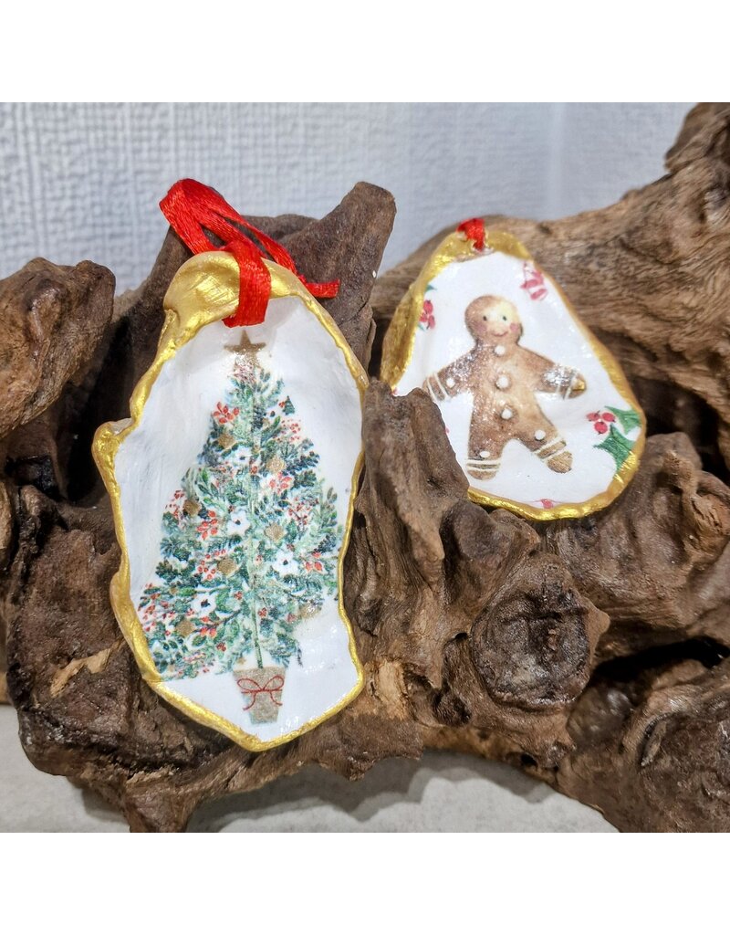 Gingerbread Oyster Shell Ornament