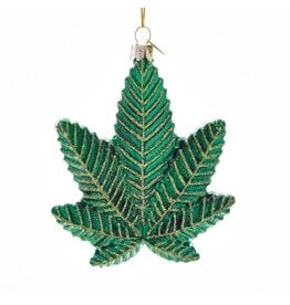 Kurt S. Adler Glass Cannabis Leaf Ornament