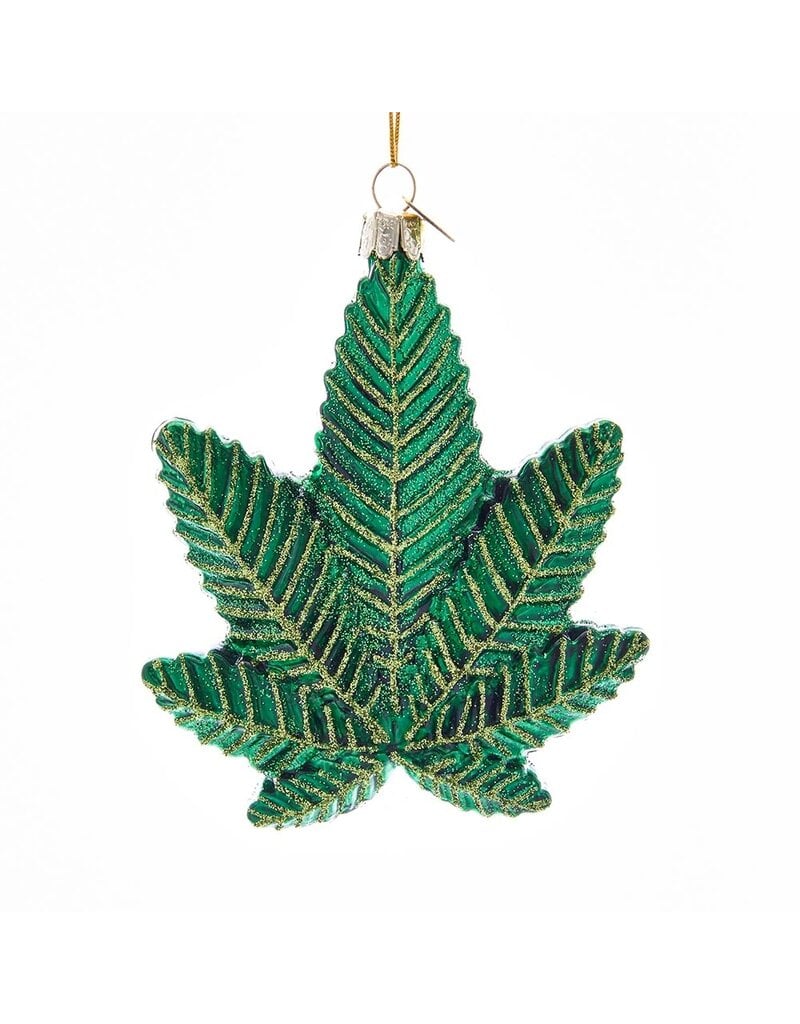 Kurt S. Adler Glass Cannabis Leaf Ornament