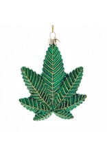 Kurt S. Adler Glass Cannabis Leaf Ornament