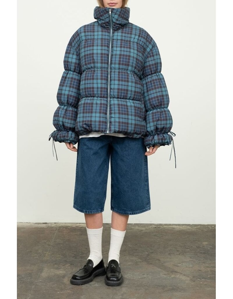 Moon River Plaid Puffer Jacket