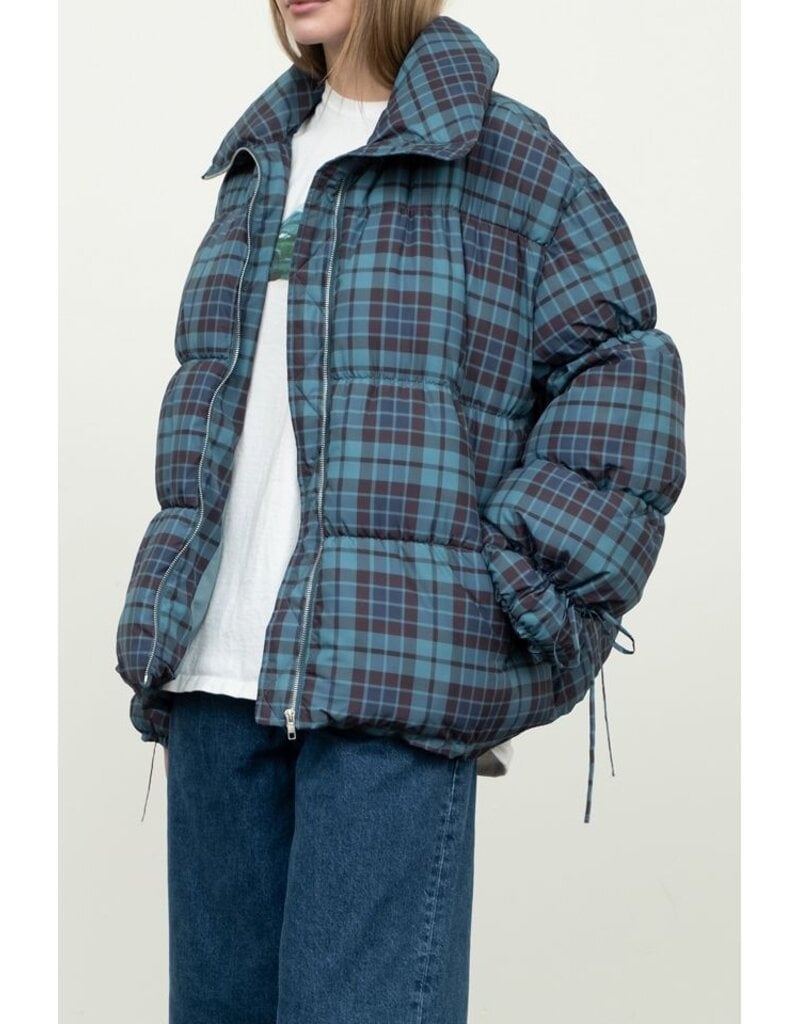Moon River Plaid Puffer Jacket